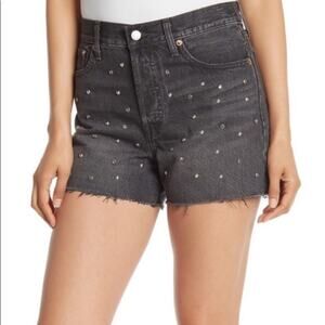 Levi's Black Studded High-Rise Denim Shorts